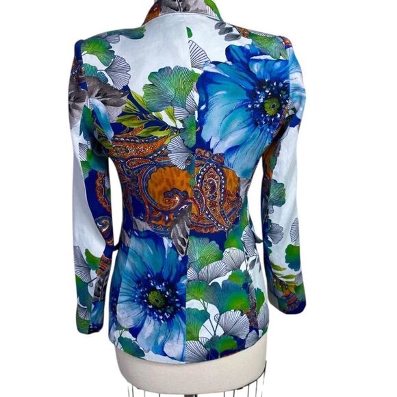 Vtg Marciano By Guess sz 0 Lucy printed blazer" Lucky Charm Muti color tropical - Picture 3 of 9